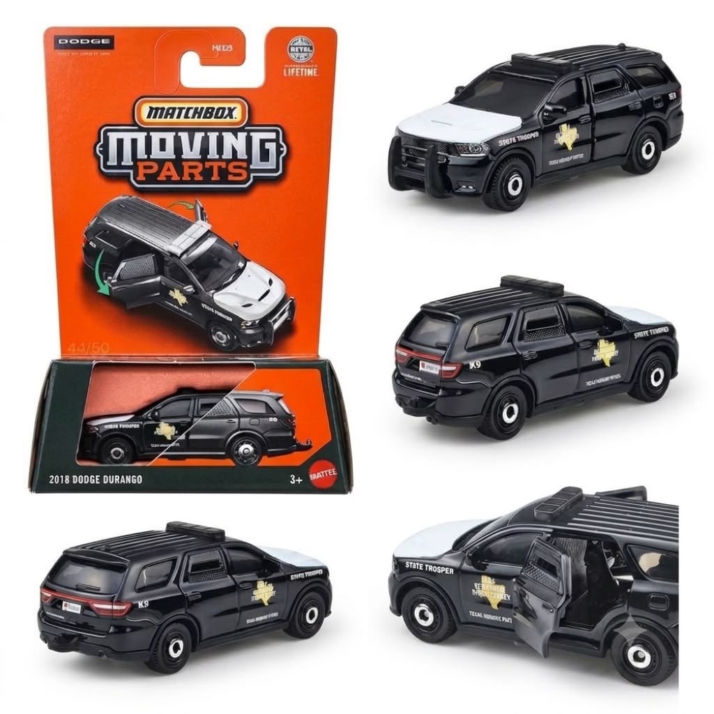 Matchbox Imported Moving Parts 2018 Dodge Durango K9 Texas Highway Patrol 1:64 Diecast SUV – #44/50