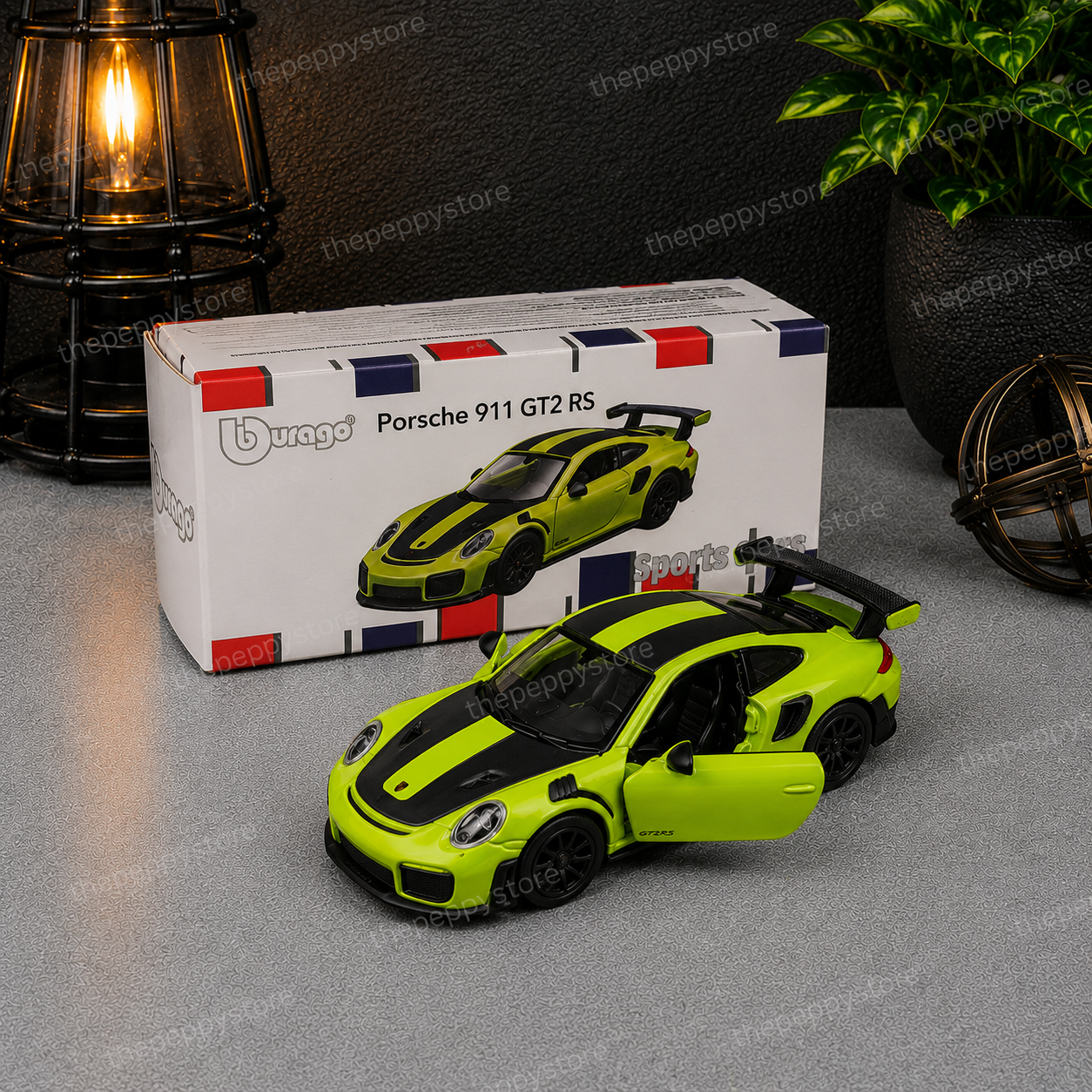 Official Bburago Porsche 911 GT2 RS Green - 1 : 64 Diecast Scale Model