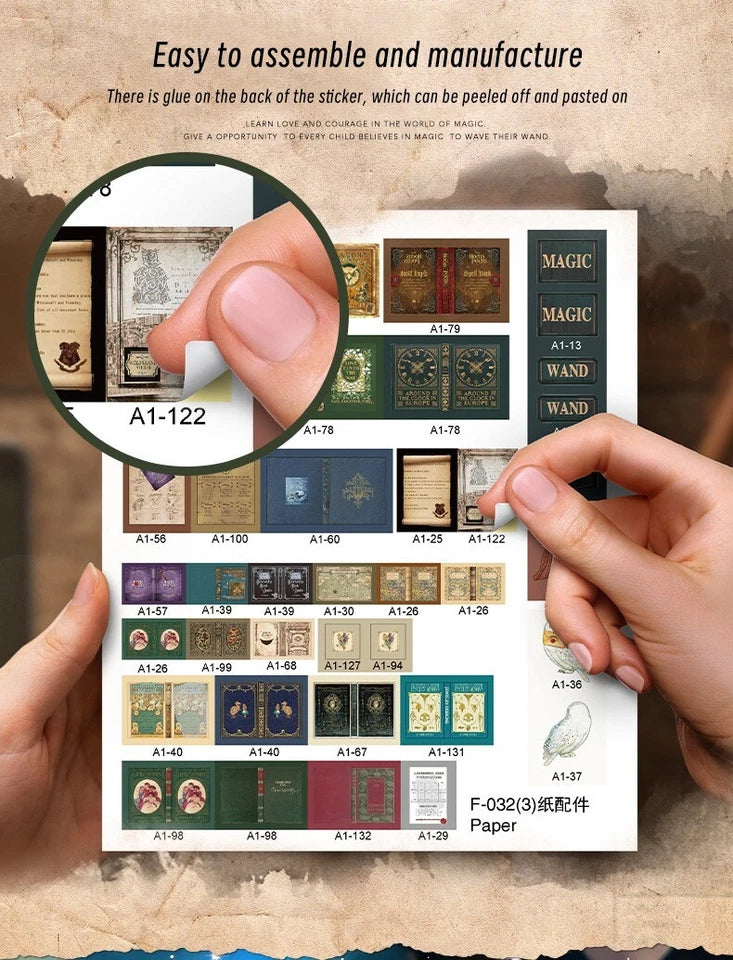 Cuteroom Harry Potter inspired Book Nook Kit DIY Miniature House Kit - Magic Wand