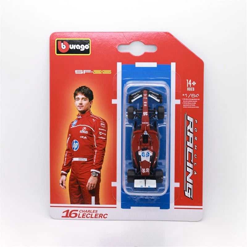 Official Bburago Formula Racing  1 : 64 Diecast Scale Model - SF-25 16 Charles Leclerc
