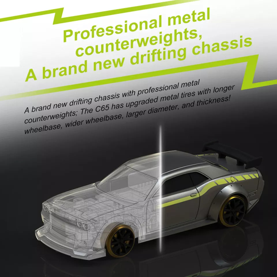 Turbo Racing 1:76 Scale C65 Drift RC Car with Gyro Mini Full Proportional Green Car (No Cod Allowed On This Product) - Prepaid Orders Only