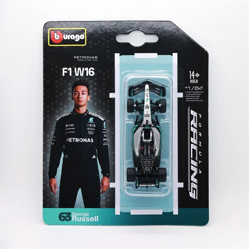 Official Bburago Formula Racing 1 : 64 Diecast Scale Model - AMG Petronas F1 W16 Performance 63 George Russel