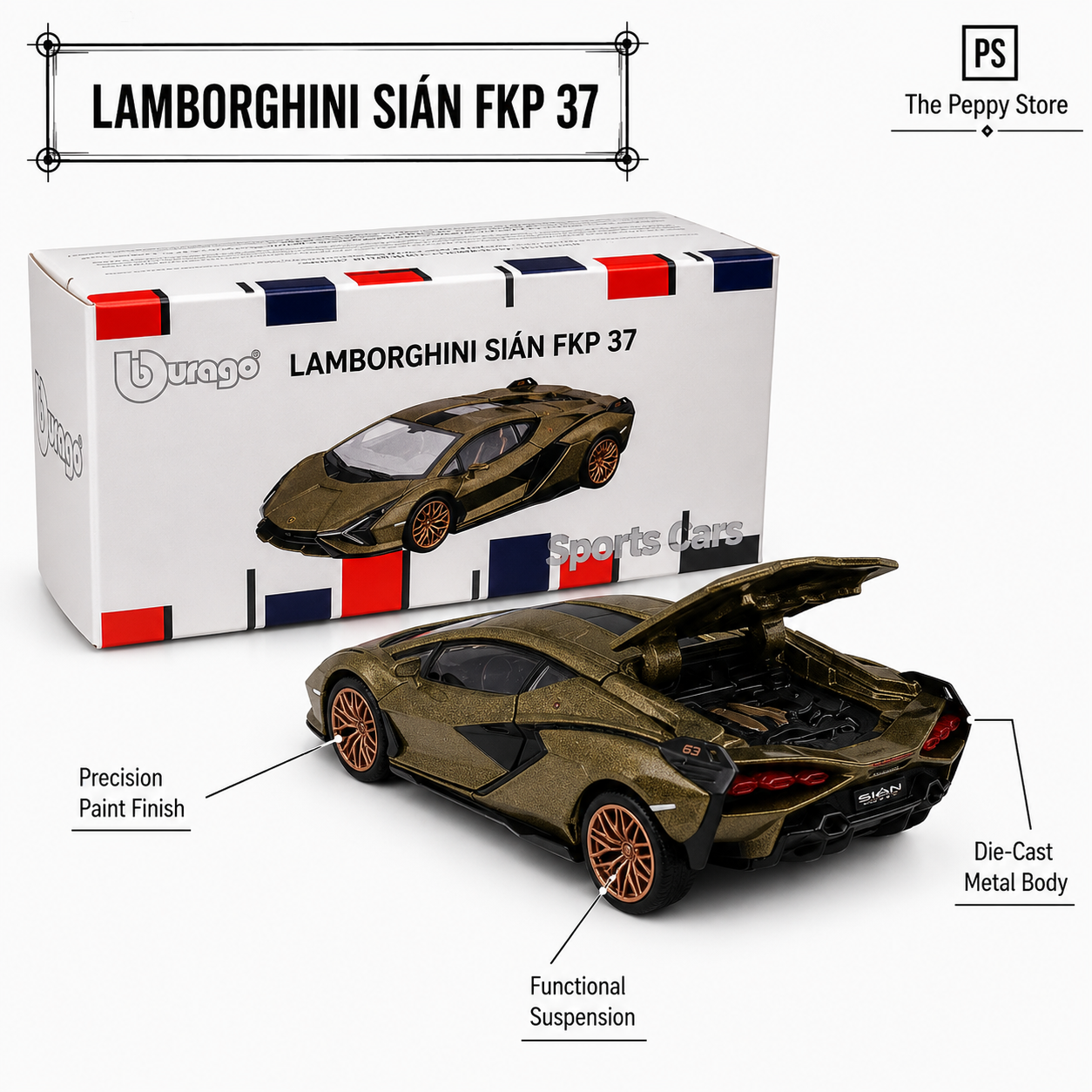 Official Bburago Lamborghini Sian FKP 37 - 1 : 64 Diecast Scale Model