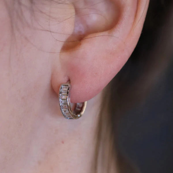 Baguette Heart Hoops