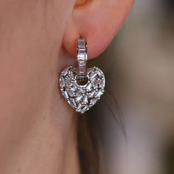 Baguette Heart Hoops