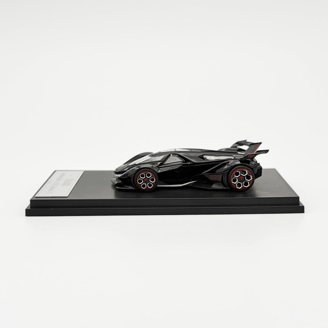 LMF Lamborghini V12 Vision GT Black side profile view on display base
