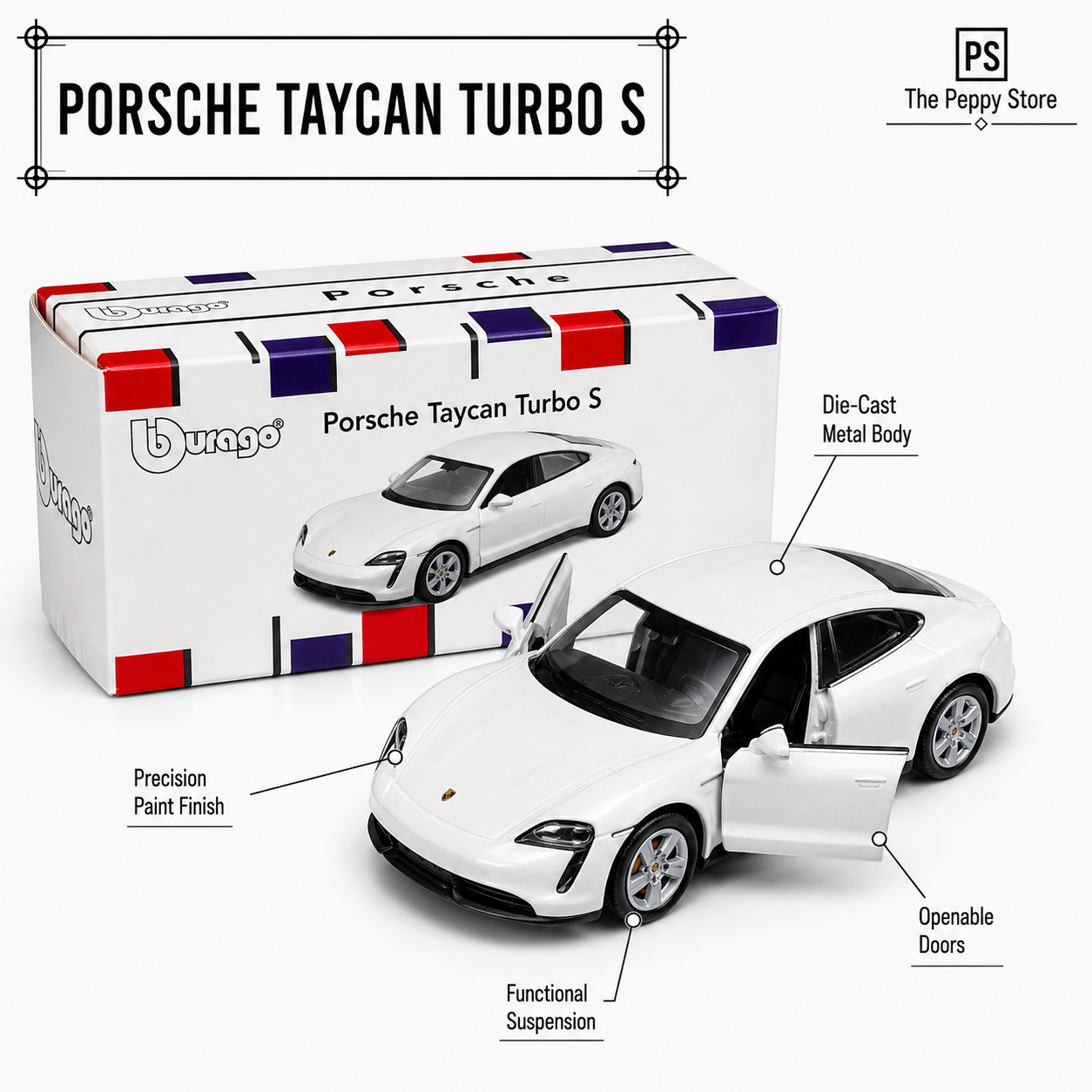 Bburago Porsche Taycan Turbo s Scale 1:64