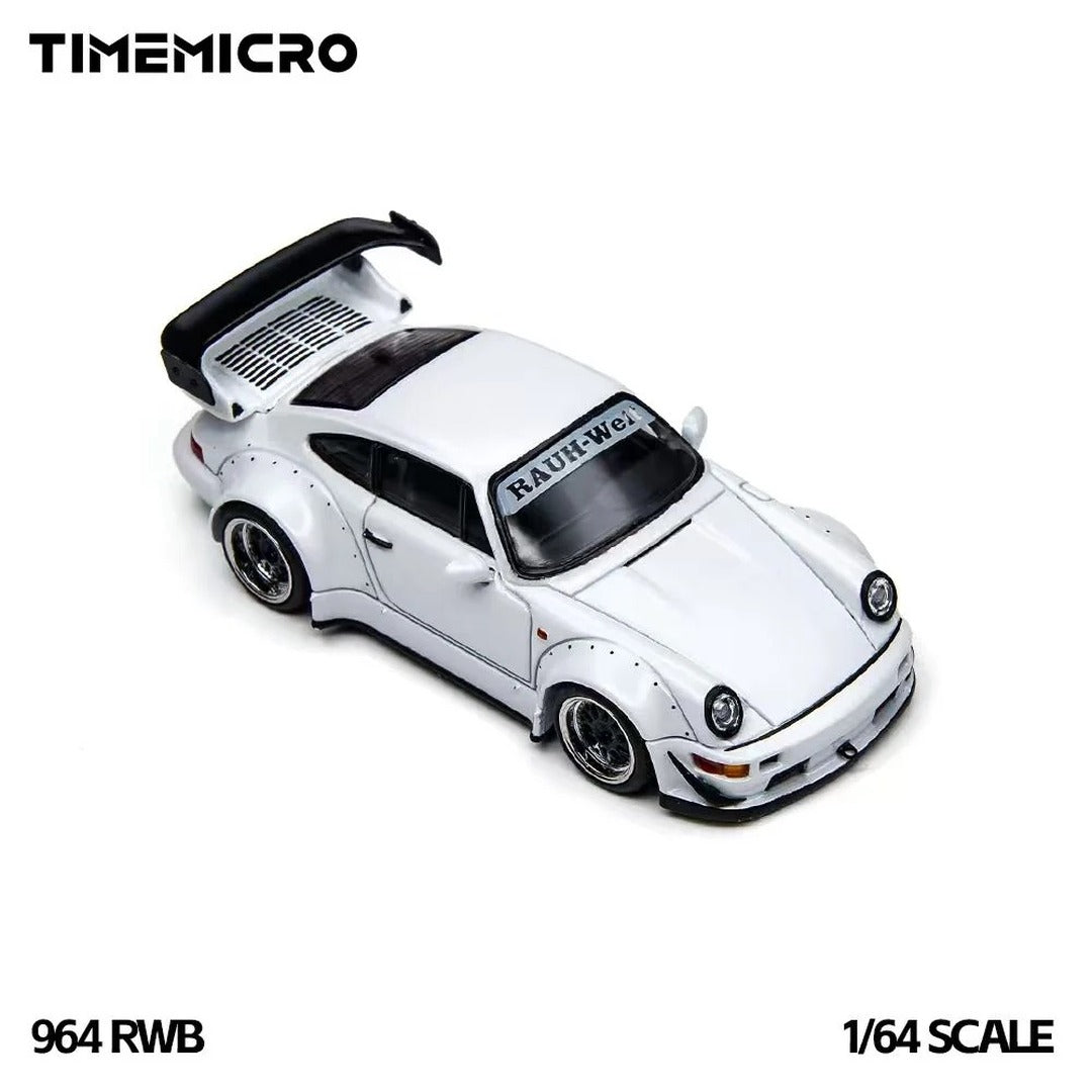TimeMicro Porsche 964 RWB White 1:64 Scale Alloy Diecast Model Car