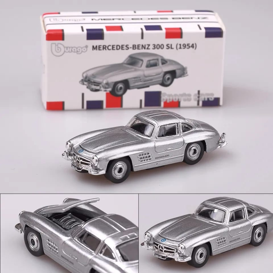 Bburago 1:24 Scala 1954 Mercedes-Benz 300SL Gullwing – Modellino Diecast Argentato Giocattolo Per Bambini 3+