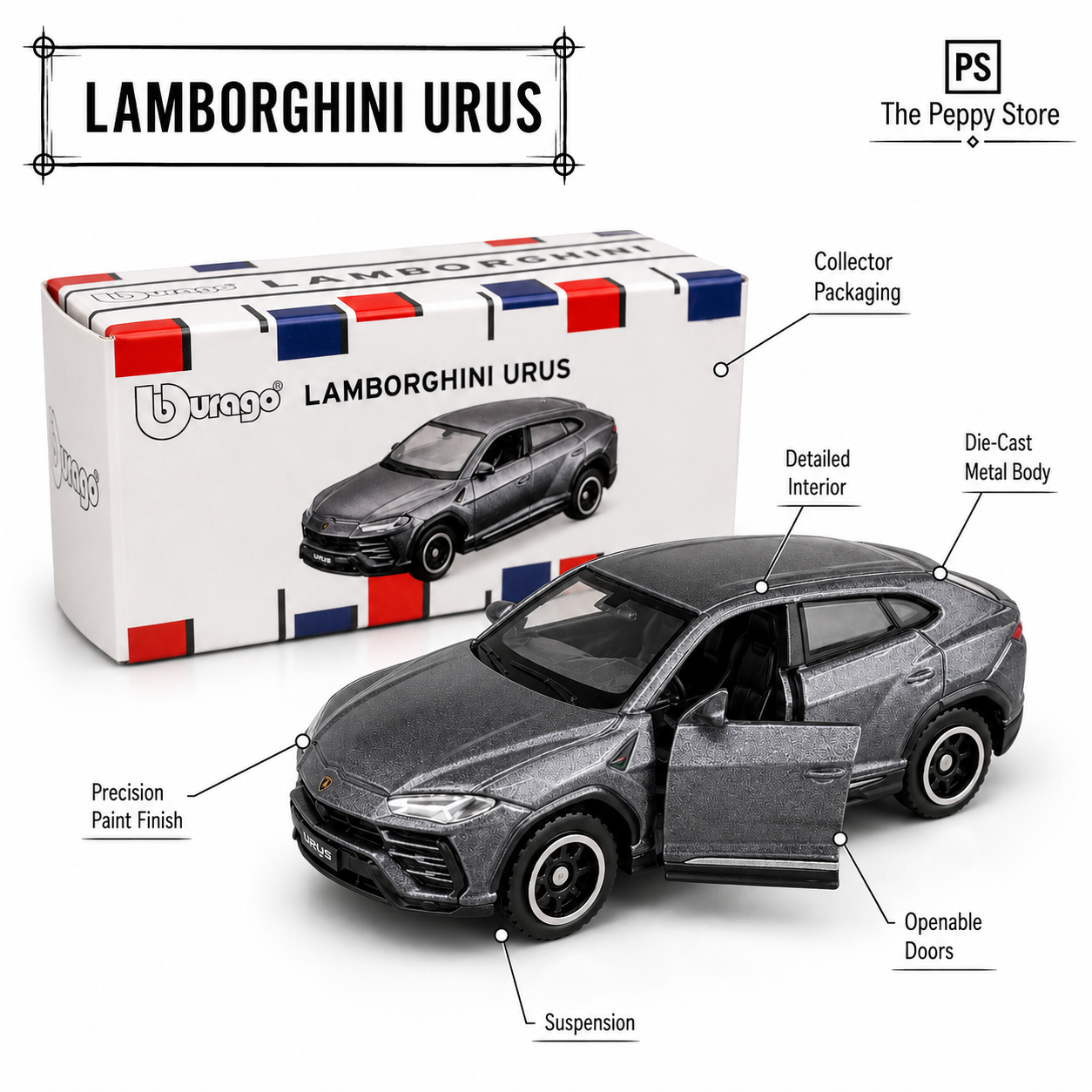 Official Bburago Lamborghini Urus - 1 : 64 Diecast Scale Model