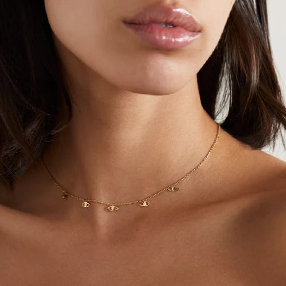 Tiny Evil Eye Choker Necklace