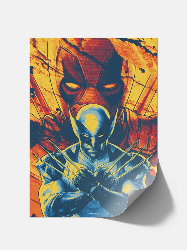 Deadpool Wolverine Flame A3 Cardpaper Wall Poster