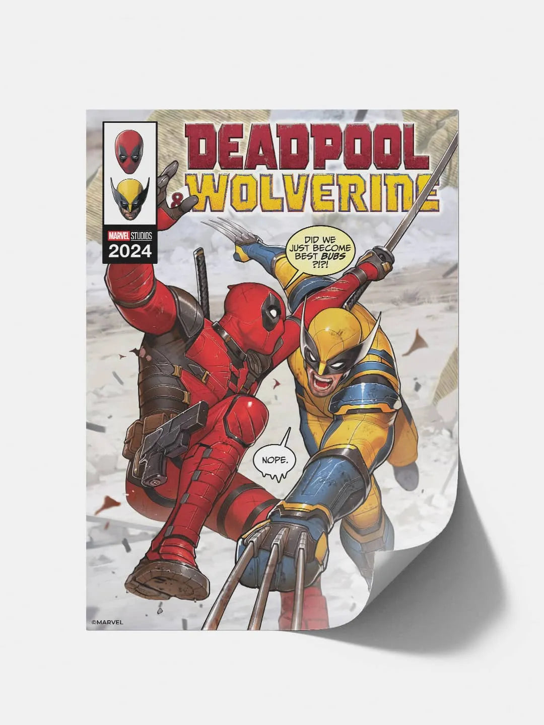 Deadpool Wolverine Fight A3 Cardpaper Wall Poster