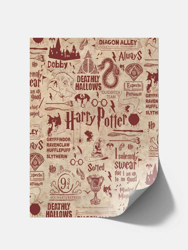 Harry Potter Red Infographic A3 Cardpaper Wall Poster