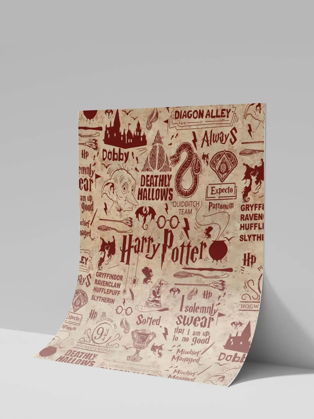 Harry Potter Red Infographic A3 Cardpaper Wall Poster