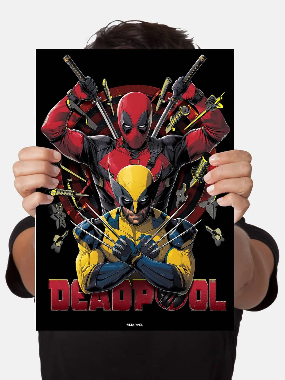 Deadpool Wolverine Bull's Eye A3 Metal Wall Poster