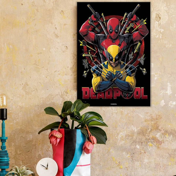 Deadpool Wolverine Bull's Eye A3 Metal Wall Poster