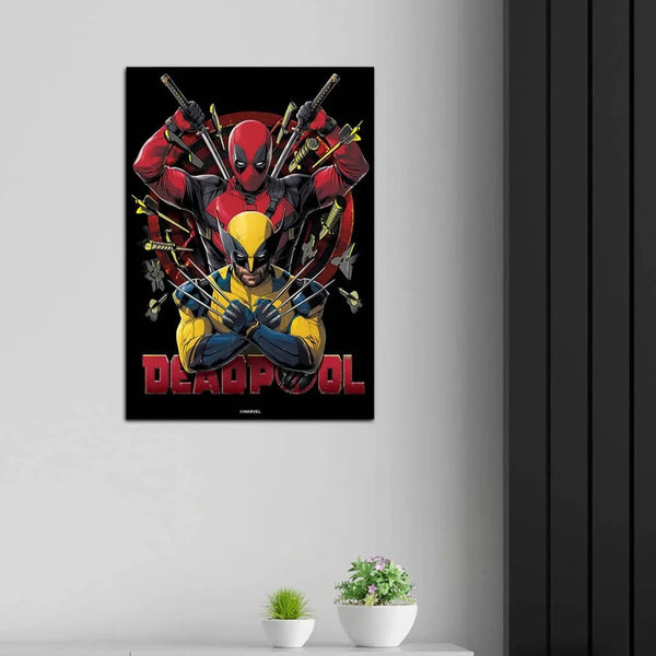 Deadpool Wolverine Bull's Eye A3 Metal Wall Poster