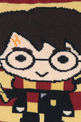 Harry Potter Chibi Stripes and Colour Block Lowcut Socks For Women (Pack Of 2 Pairs/1U - Red and Yellow