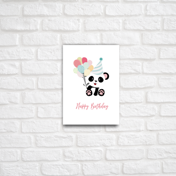 Happy Birthday Panda Ballon Card - ThePeppyStore
