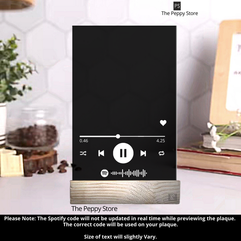Customised Spotify Song Layout Music Plaque-BLACK ( NO COD ALLOWED ON THIS PRODUCT) - ThePeppyStore