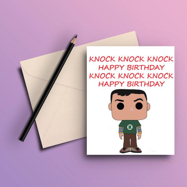 Sheldon Knock Knock Card - Big Bang - ThePeppyStore