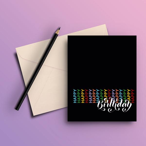 HAPPY BIRTHDAY BLACK GREETING CARD - ThePeppyStore