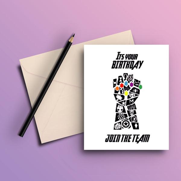 IT'S YOUR BIRTHDAY JOIN THE TEAM  GREETING CARD - ThePeppyStore