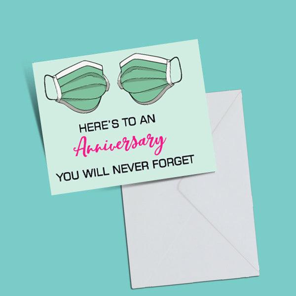 MASKS (HERE'S TO AN ANNIVERSARY YOU'LL NEVER FORGET) GREETING CARD - ThePeppyStore