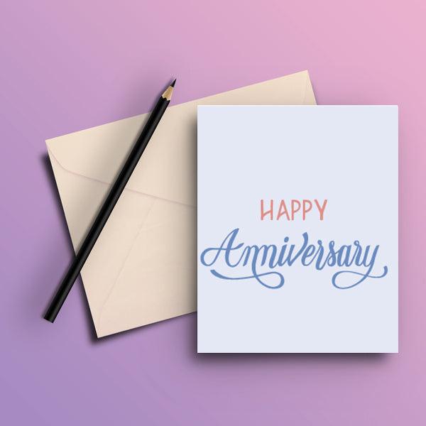 Happy Anniversay Red Blue Anniversary Greeting Card - ThePeppyStore