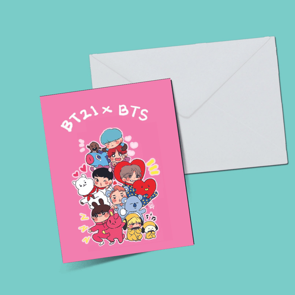 BT21 x BTS Pink card - ThePeppyStore