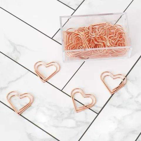 Quirky Rose Gold Heart Paper Clips ( Pack Of 6 ) - ThePeppyStore