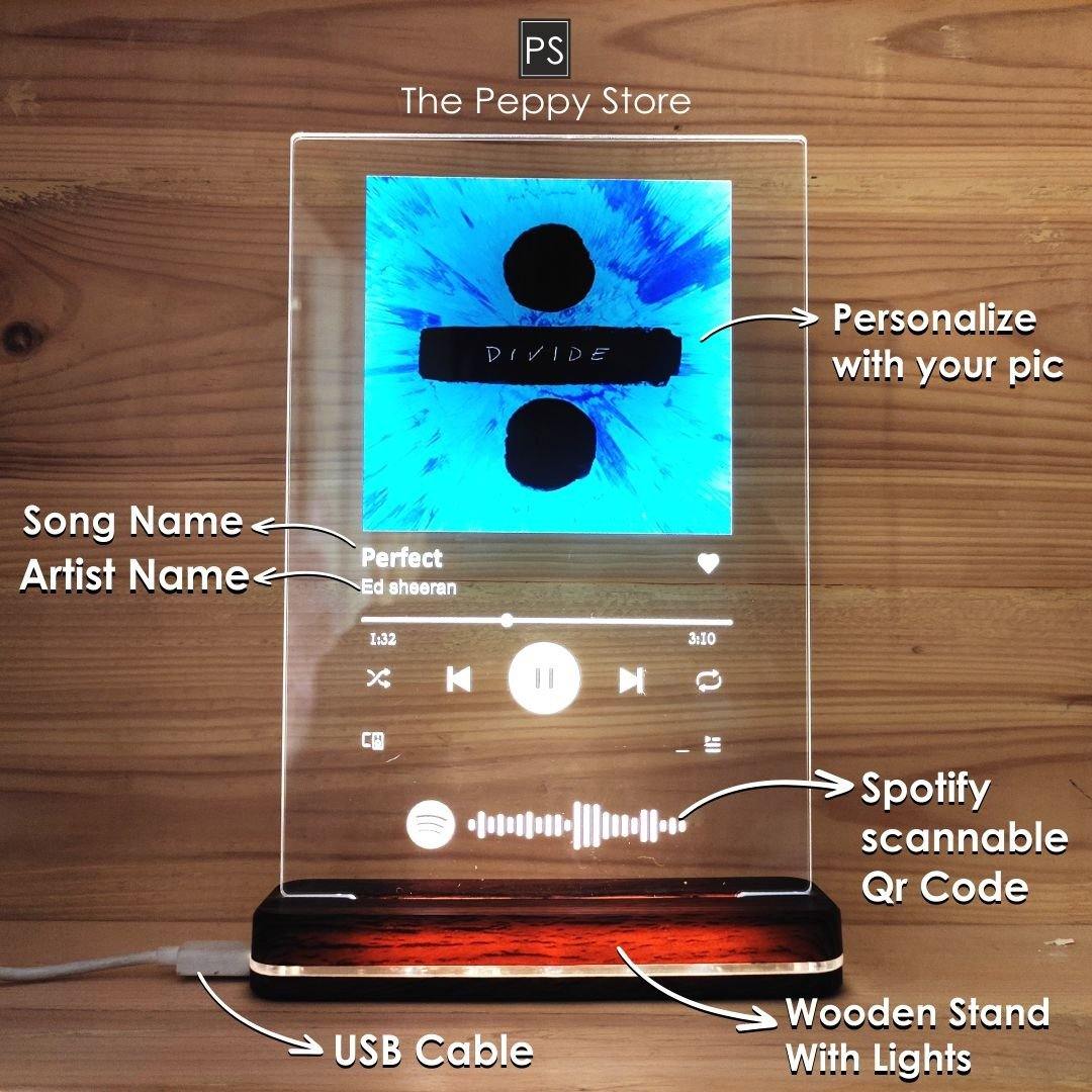 Spotify Plaque with Led Stand - USB Operated ( Included ) COD NOT ALLOWED ON THIS PRODUCT - ThePeppyStore