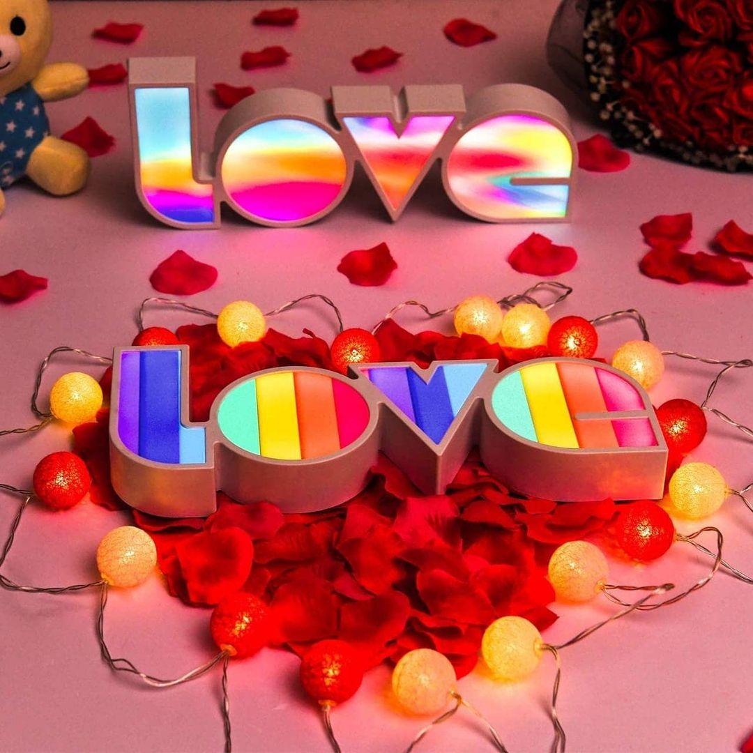 LOVE MULTICOLOURED LED LAMP - (Choose From Drop Down) - ThePeppyStore