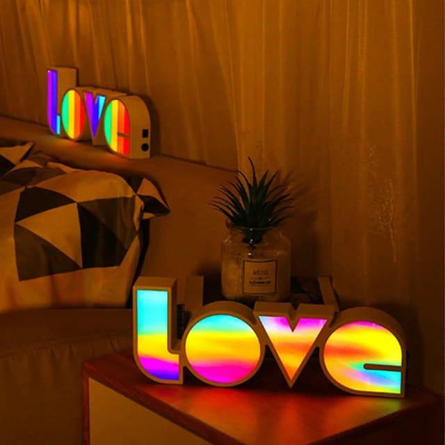 LOVE MULTICOLOURED LED LAMP - (Choose From Drop Down) - ThePeppyStore