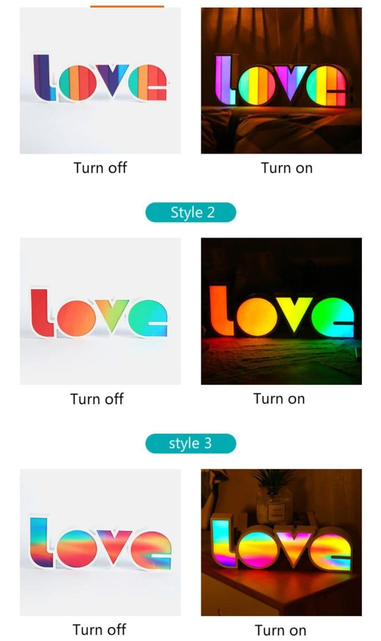 LOVE MULTICOLOURED LED LAMP - (Choose From Drop Down) - ThePeppyStore