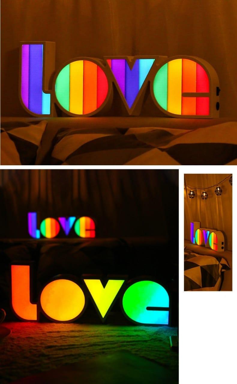 LOVE MULTICOLOURED LED LAMP - (Choose From Drop Down) - ThePeppyStore