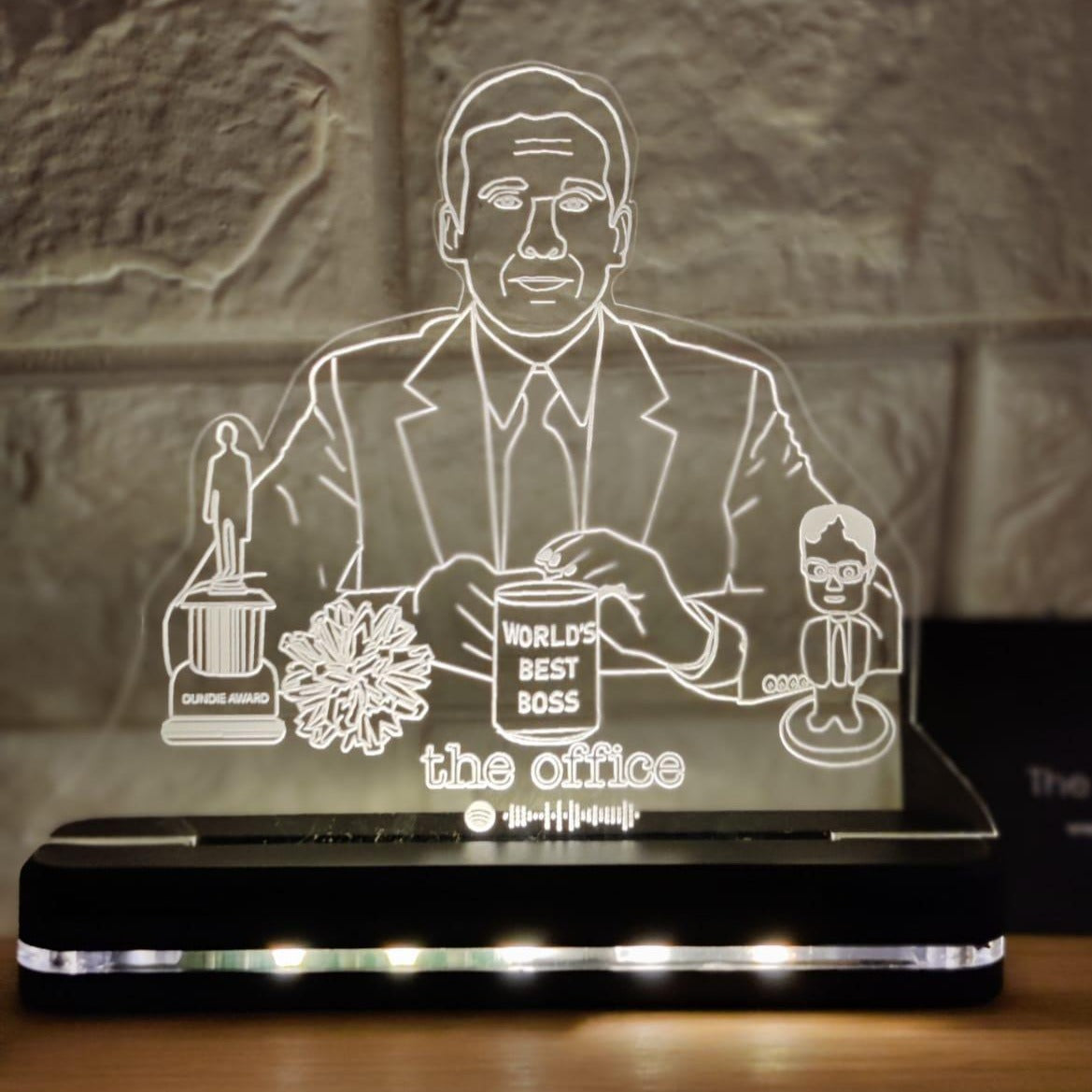 THE OFFICE - MICHAEL SCOTT LED PLAQUE  WITH STAND - ThePeppyStore