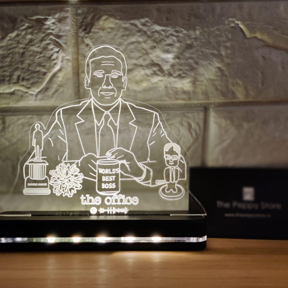 THE OFFICE - MICHAEL SCOTT LED PLAQUE  WITH STAND - ThePeppyStore