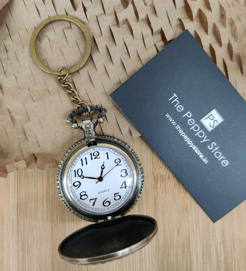 Metal Vintage Antique Analog Pocket Watch Key Chain with Gift Box | e  return gifts
