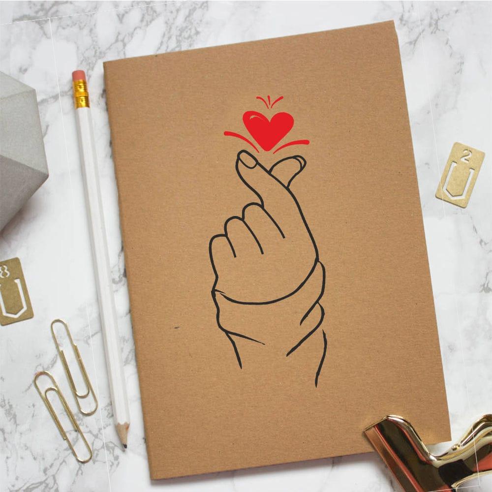 BTS RED FINGER-HEART KRAFT NOTEBOOK - ThePeppyStore