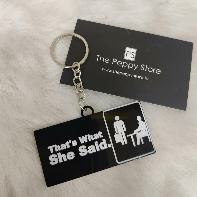 THE OFFICE SIGN-ENGRAVED KEYCHAIN - ThePeppyStore