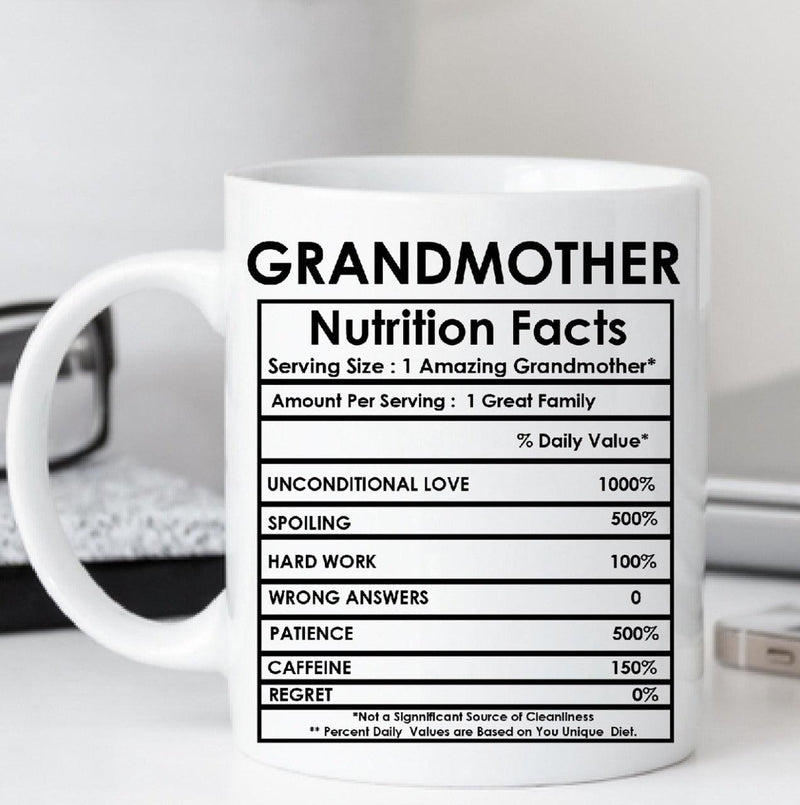 Grandmother Nutritional Facts Mug - ThePeppyStore
