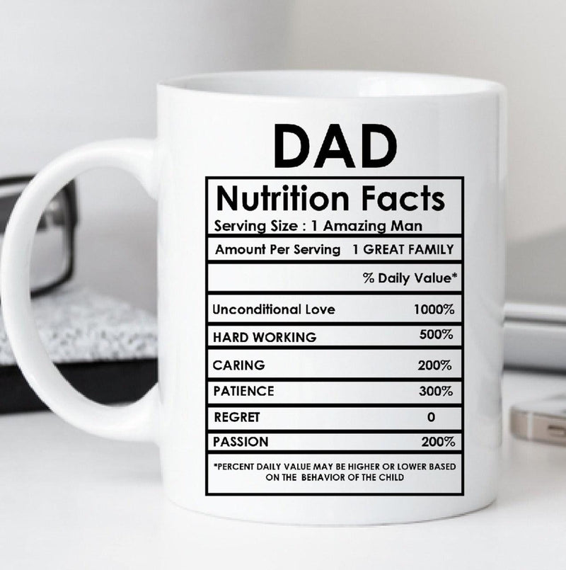 Dad Nutritional Facts Mug - ThePeppyStore