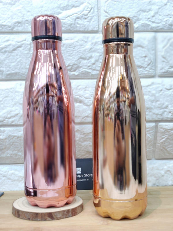 Stainless Steel Hot And Cold Golden Bottle -500Ml - ThePeppyStore
