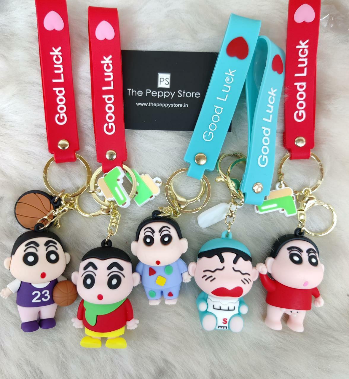 Shinchan Silicon Keychain with Bagcharm and Strap (Choose From Dropdown) - ThePeppyStore