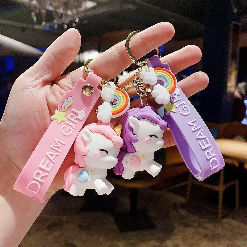 Unicorn Keychain With Bagcharm and Strap (Choose From Dropdown) - ThePeppyStore