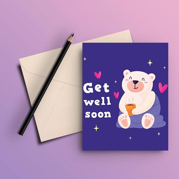 Teddy Bear Get Well Soon Greeting Card - ThePeppyStore