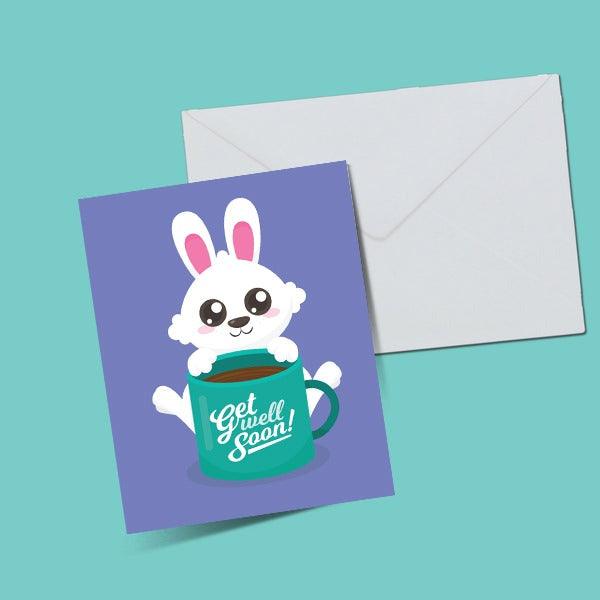 Bunny Rabbit Get Well Soon Greeting Card - ThePeppyStore