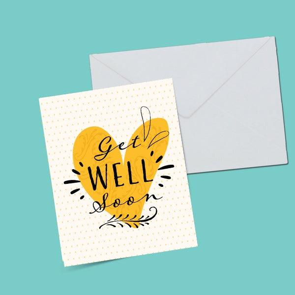 Yellow Heart Get Well Soon Greeting Card - ThePeppyStore